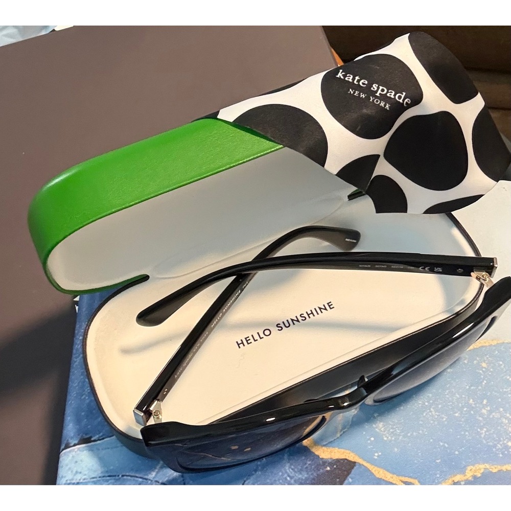 Kate Spade Sunglasses Women OS Black Hello Sunshine Striped Logo Shades